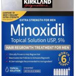 KIRKLAND Signature Minoxidil 5% Hair Regrowth Treatment for Men | 6 Months Supply | Topical Solution | Extra Strength | Clinically Proven | Unscented Drops | Dropper Included