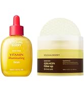 EQQUALBERRY Radiance Boosting Duo - Suero iluminador de vitaminas y almohadillas de gel de colágeno Glow Up ...