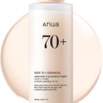 ANUA Rice 70 Glow Milky Toner, para piel de vidrio, agua de arroz, niacinamida, ceramidas, pantenol, sin fragancia, no comedogénico, seguro para el acné fúngico, cuidado de la piel coreano, 250ml