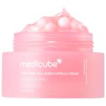 medicube Crema cápsula con salmón ADN PDRN colágeno rosa | Crema hidratante ligera con PDRN, niacinamida para tono y textura desigual de la piel, hidratación brillante, cuidado de la piel coreano